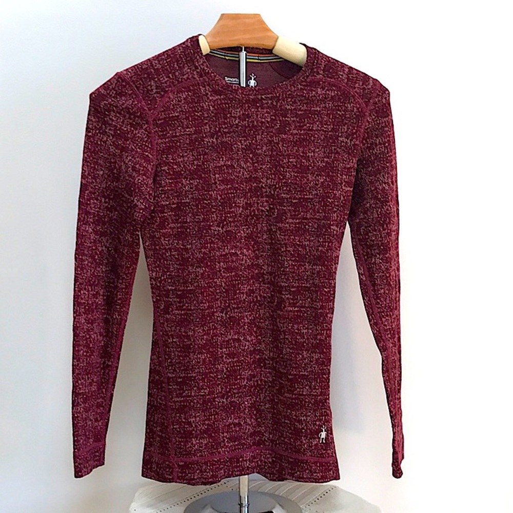 EUC Smartwool Marled Red Merino 250 Base Layer Wool Long Sleeve Top Shirt
